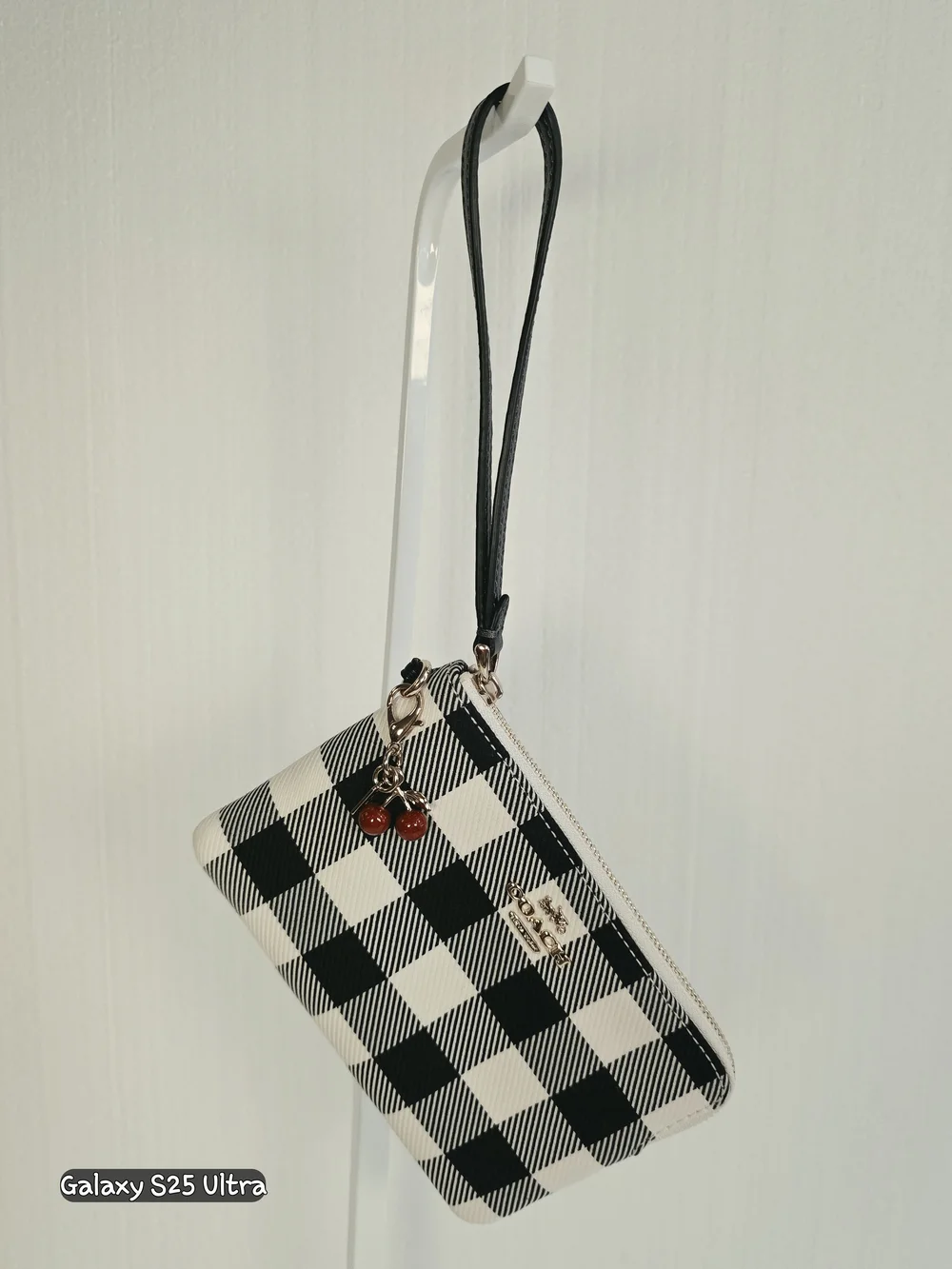 NWT Coach Gingham Corner Zip Wristlet
